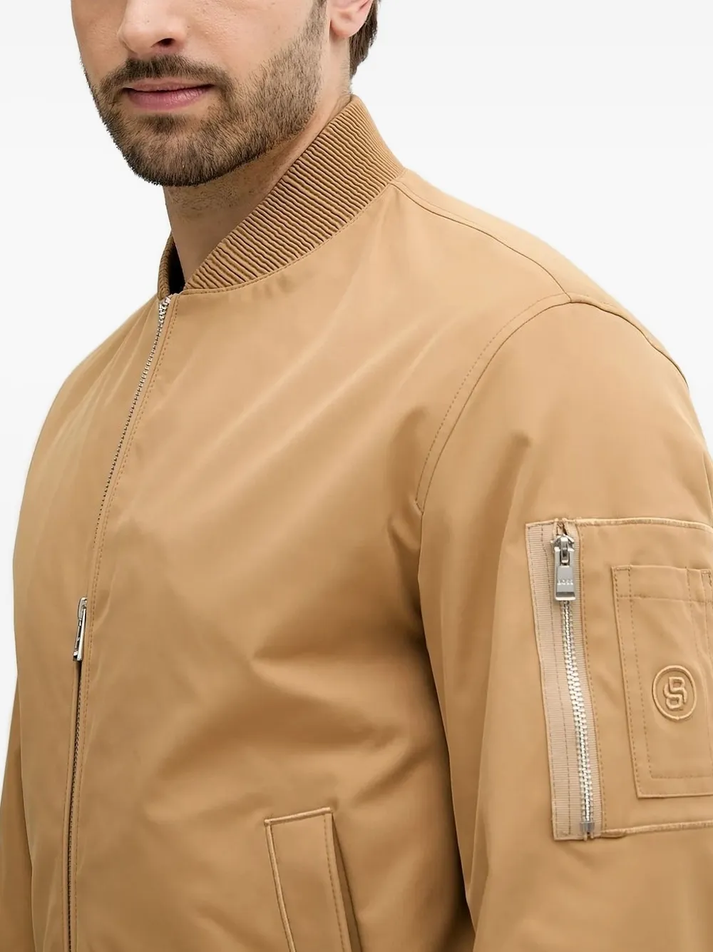Hugo Boss Water-repellent Jacket In A Regular Fit In Brown