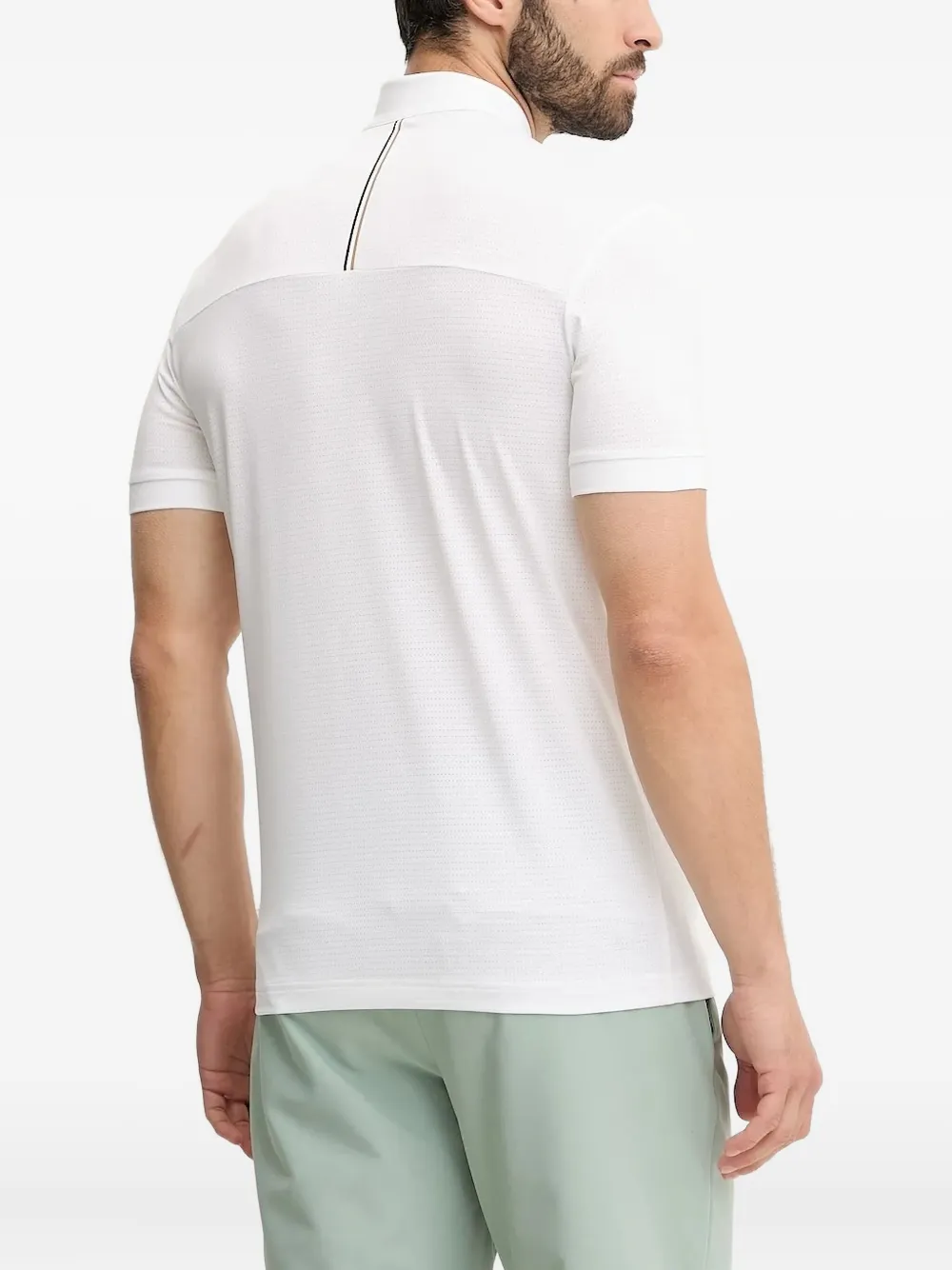 BOSS zip-neck textured polo shirt - Wit