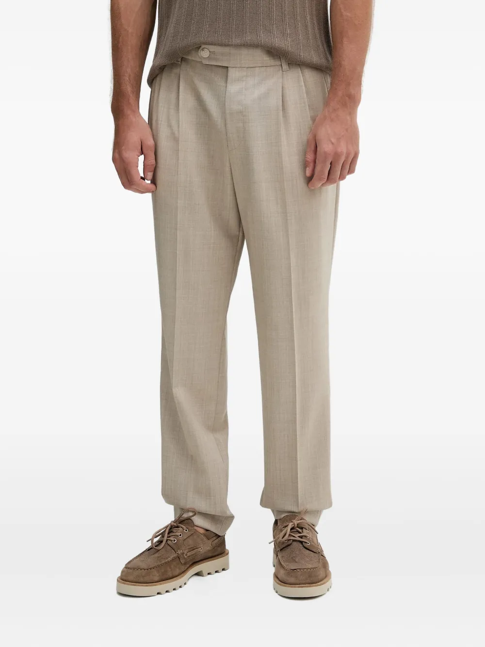 Hugo Boss Wool Trousers In Neutral