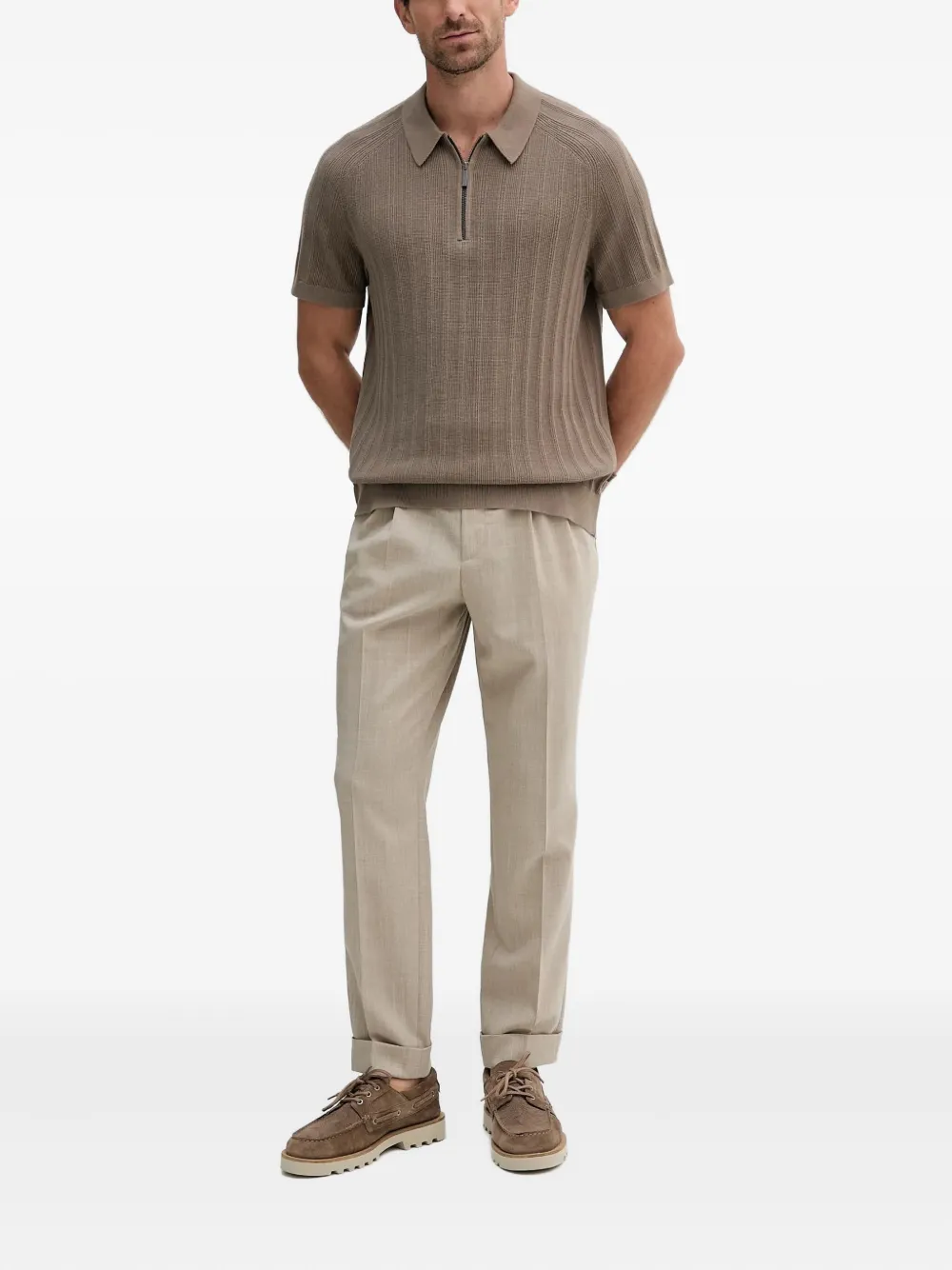 Hugo Boss Wool Trousers In Neutral