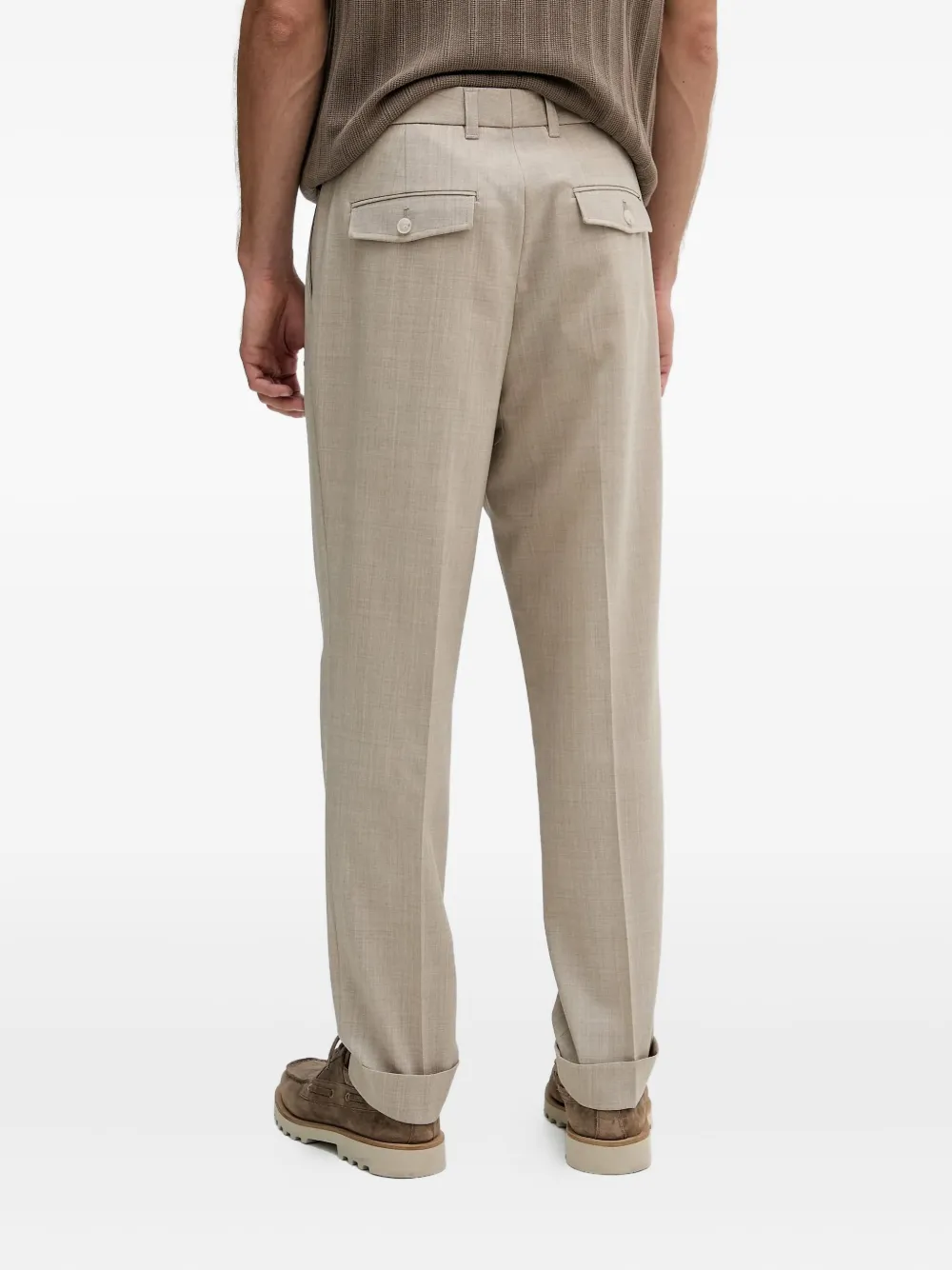 Hugo Boss Wool Trousers In Neutral