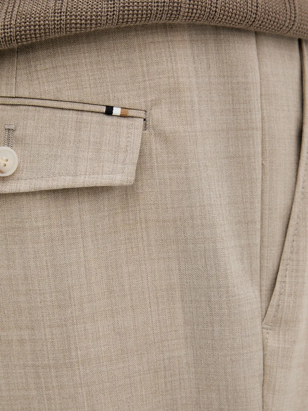 Hugo Boss Wool Trousers In Neutral