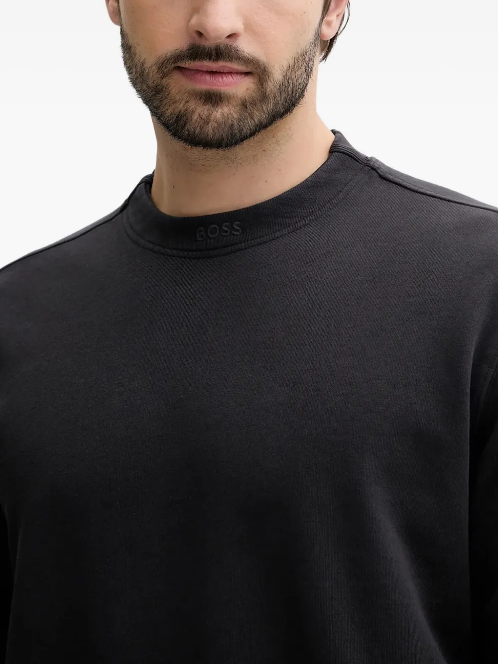 BOSS Sweater met geborduurd logo Zwart