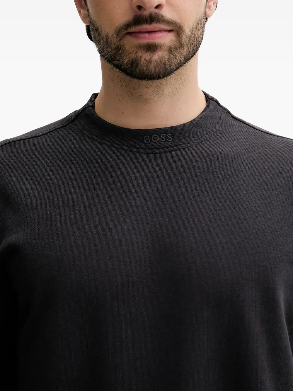 BOSS Sweater met geborduurd logo Zwart