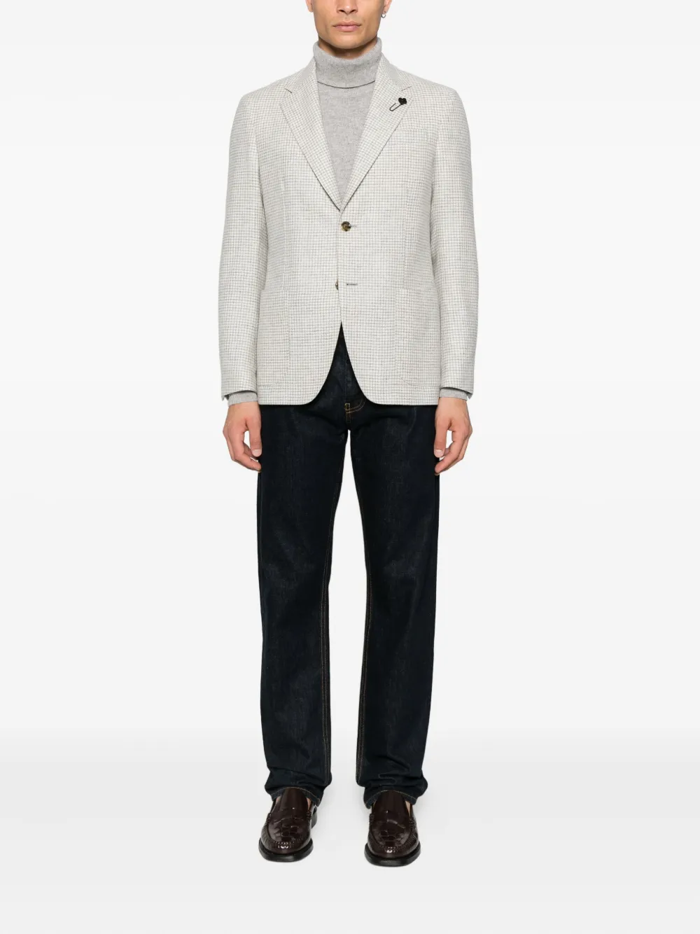 Lardini checked-pattern blazer Grijs