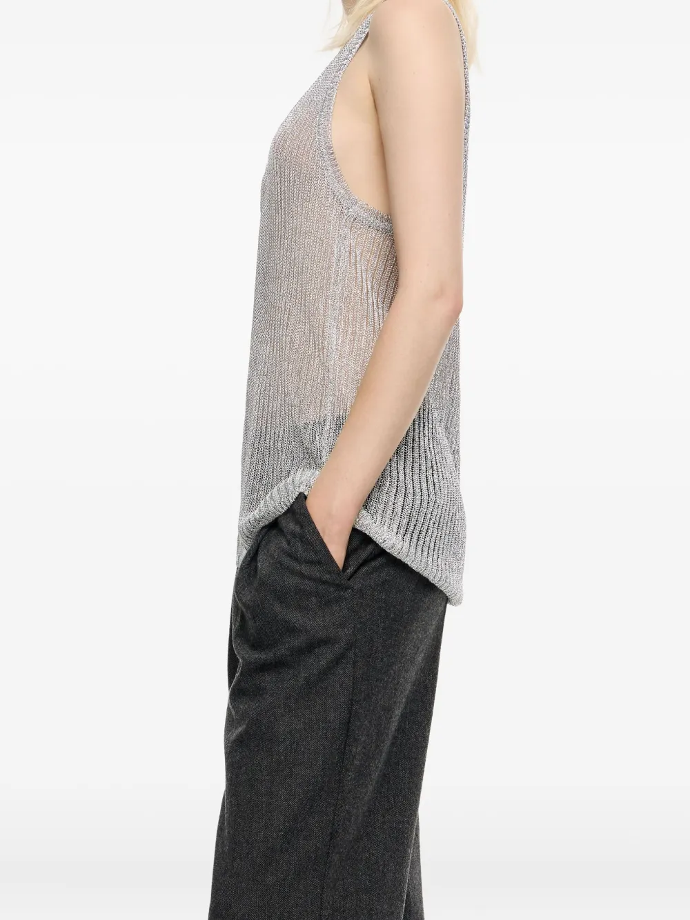 Bimba Y Lola Lurex Knitted Top In Gray