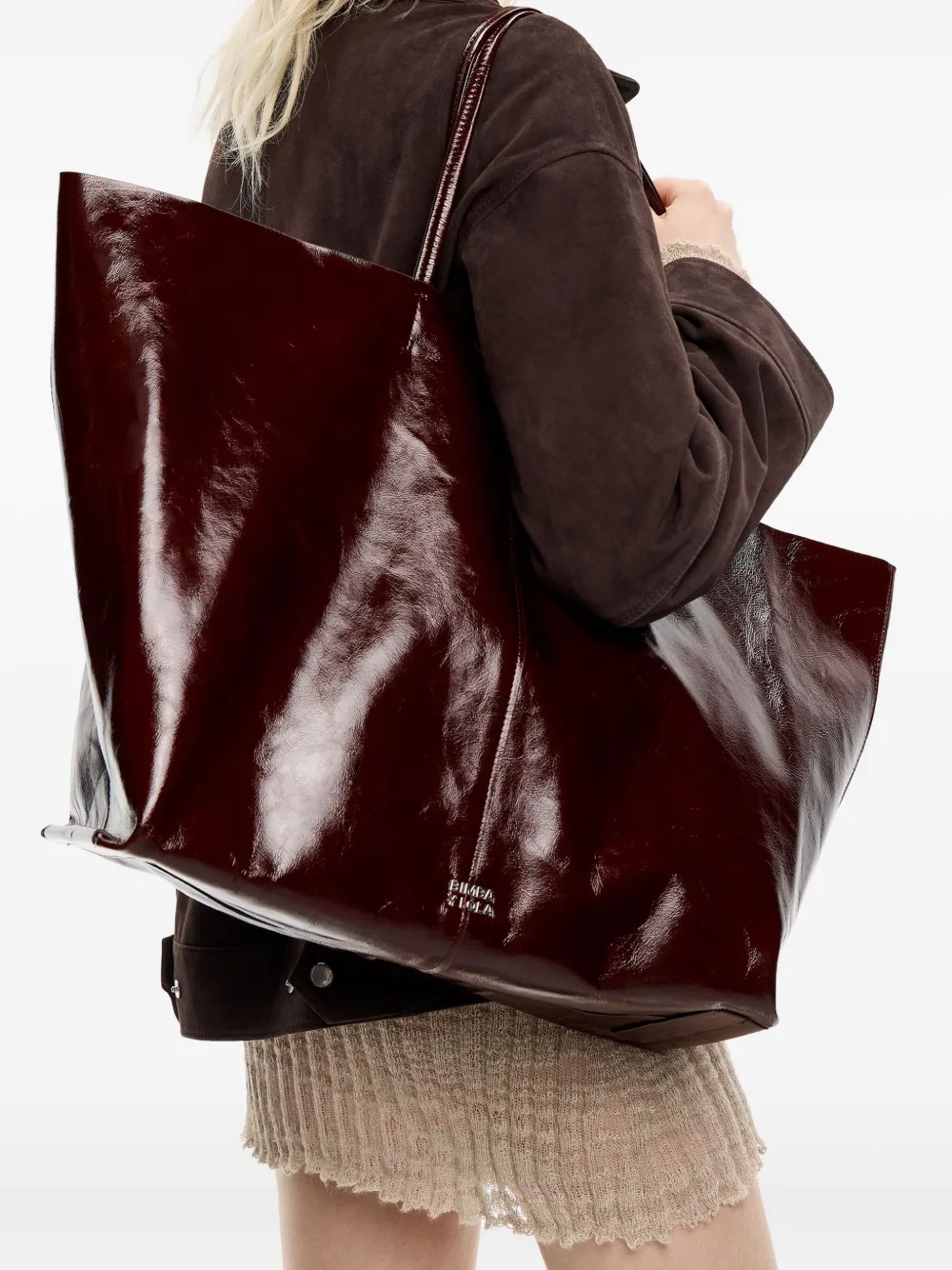 Bimba Y Lola Shopper Leather Maxi Tote Bag In Brown