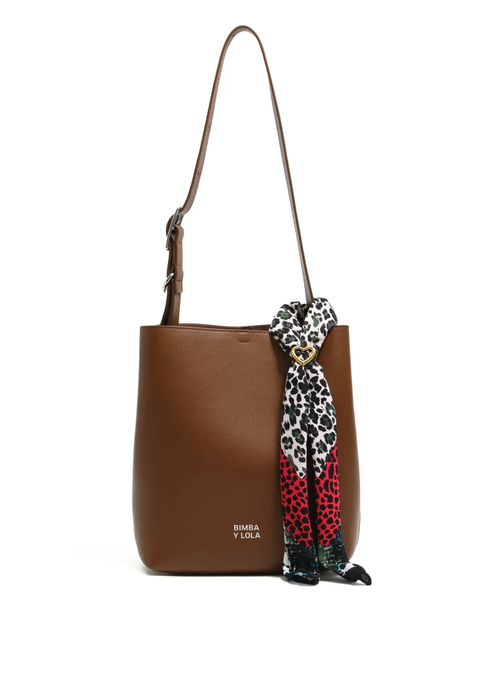 Bimba Y Lola Heart-shaped Leopard-print Bag Charm In Black