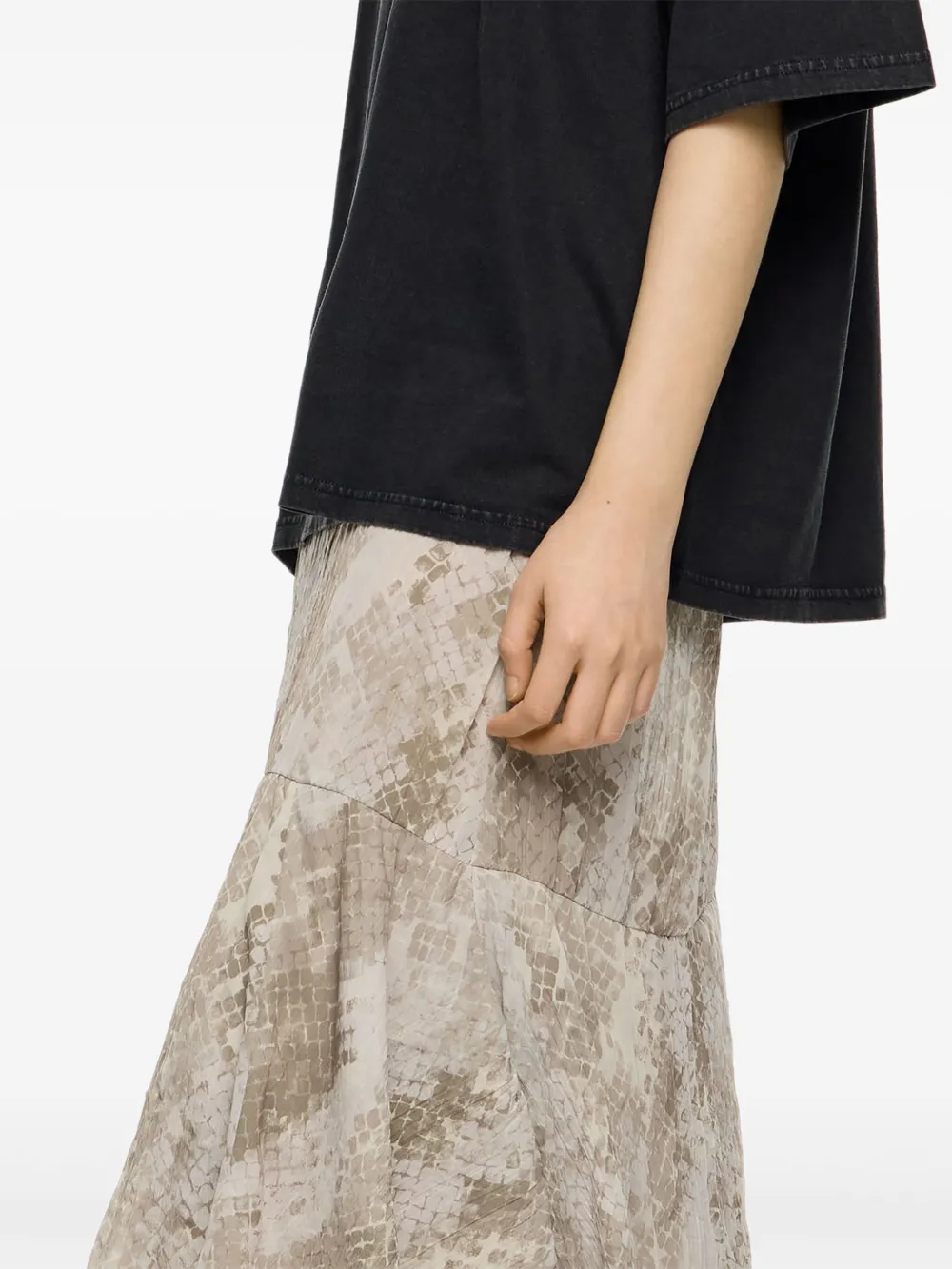 Bimba Y Lola Snake-print Pleated Skirt In Neutral
