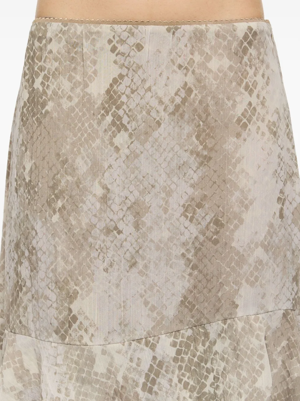 Bimba Y Lola Snake-print Pleated Skirt In Neutral