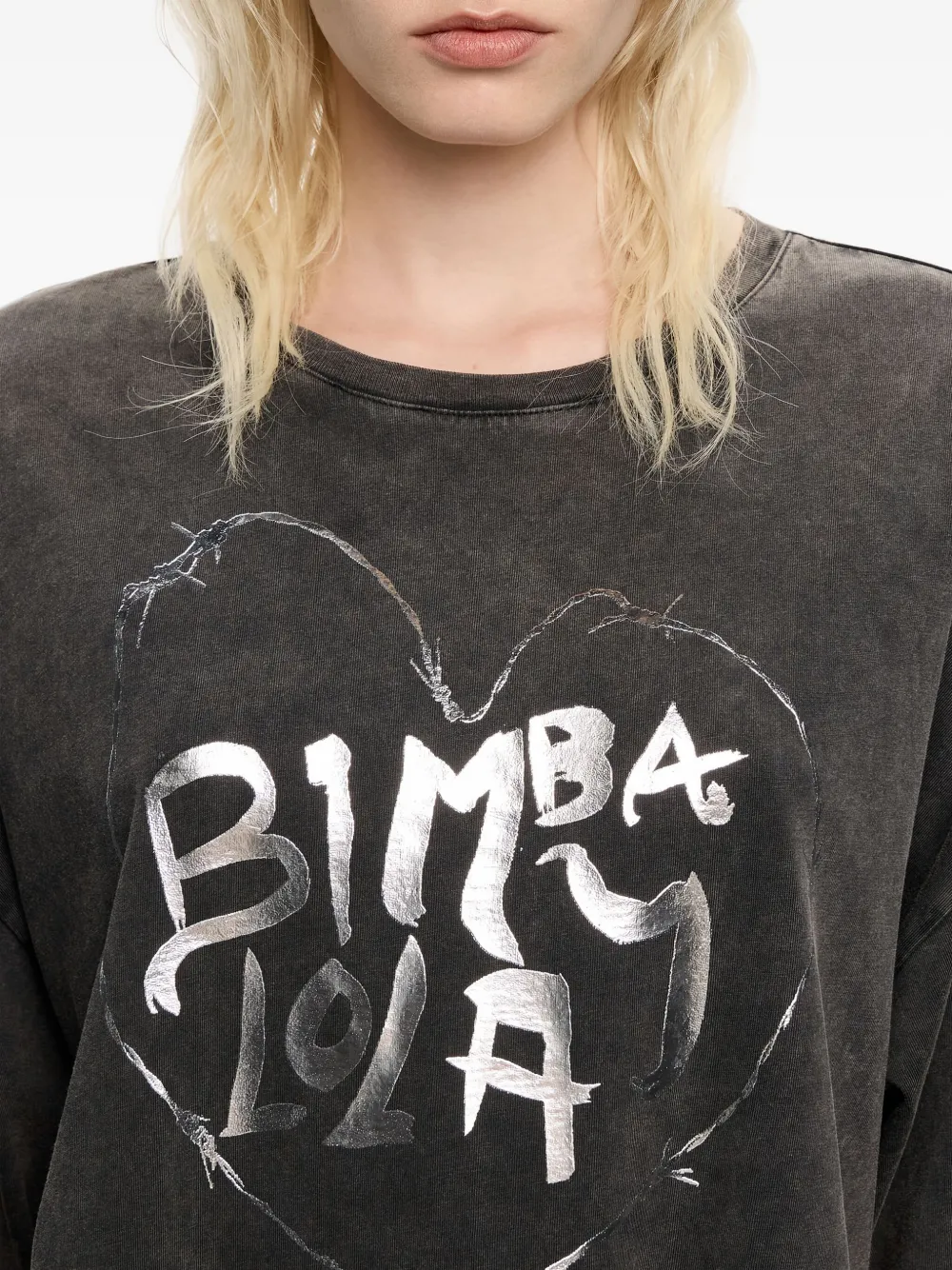 Bimba y Lola T-shirt met hartlogo Zwart