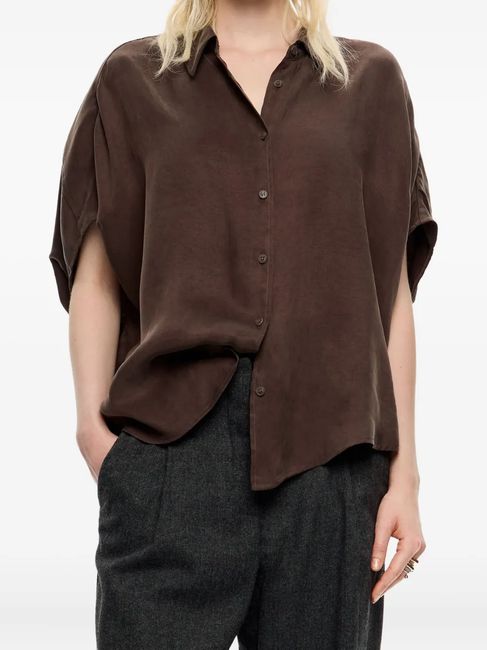 Bimba y Lola Blouse met korte mouwen - Bruin