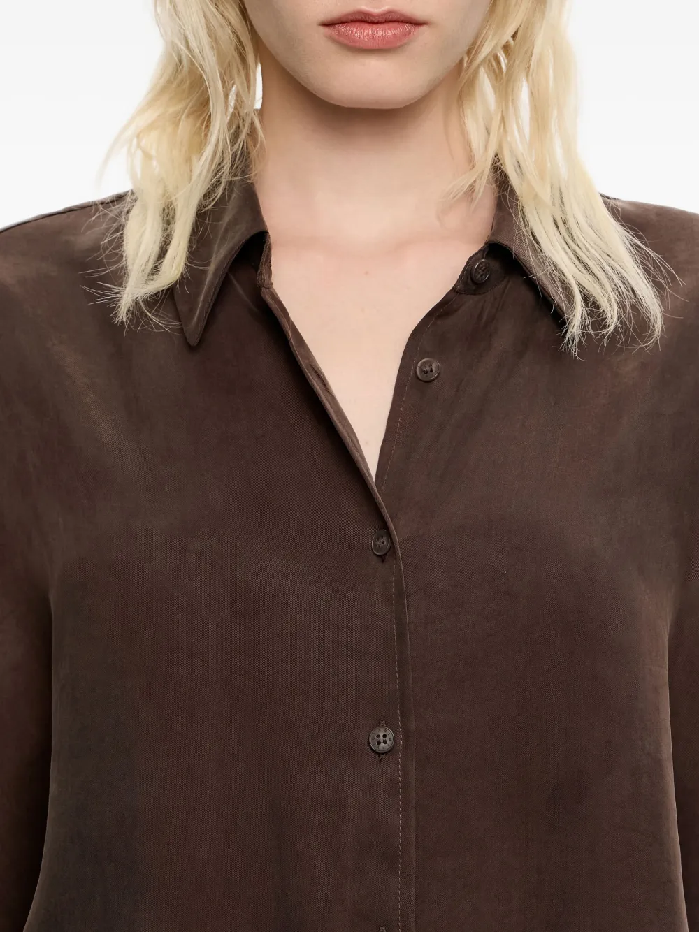 Bimba Y Lola Short-sleeved Buttoned Shirt In Brown