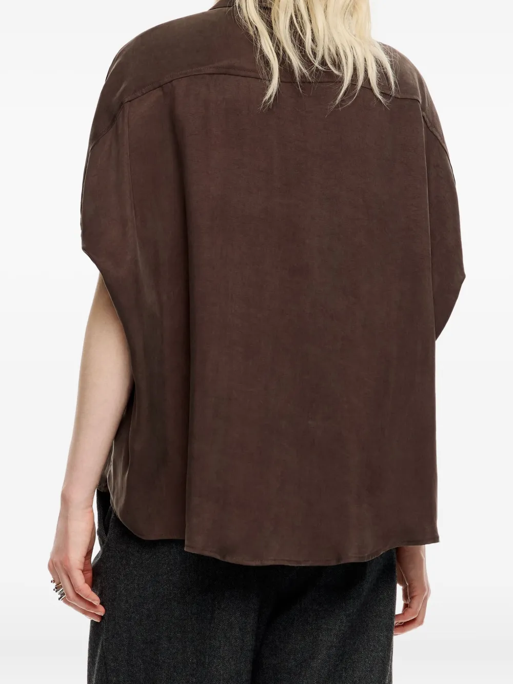 Bimba Y Lola Short-sleeved Buttoned Shirt In Brown