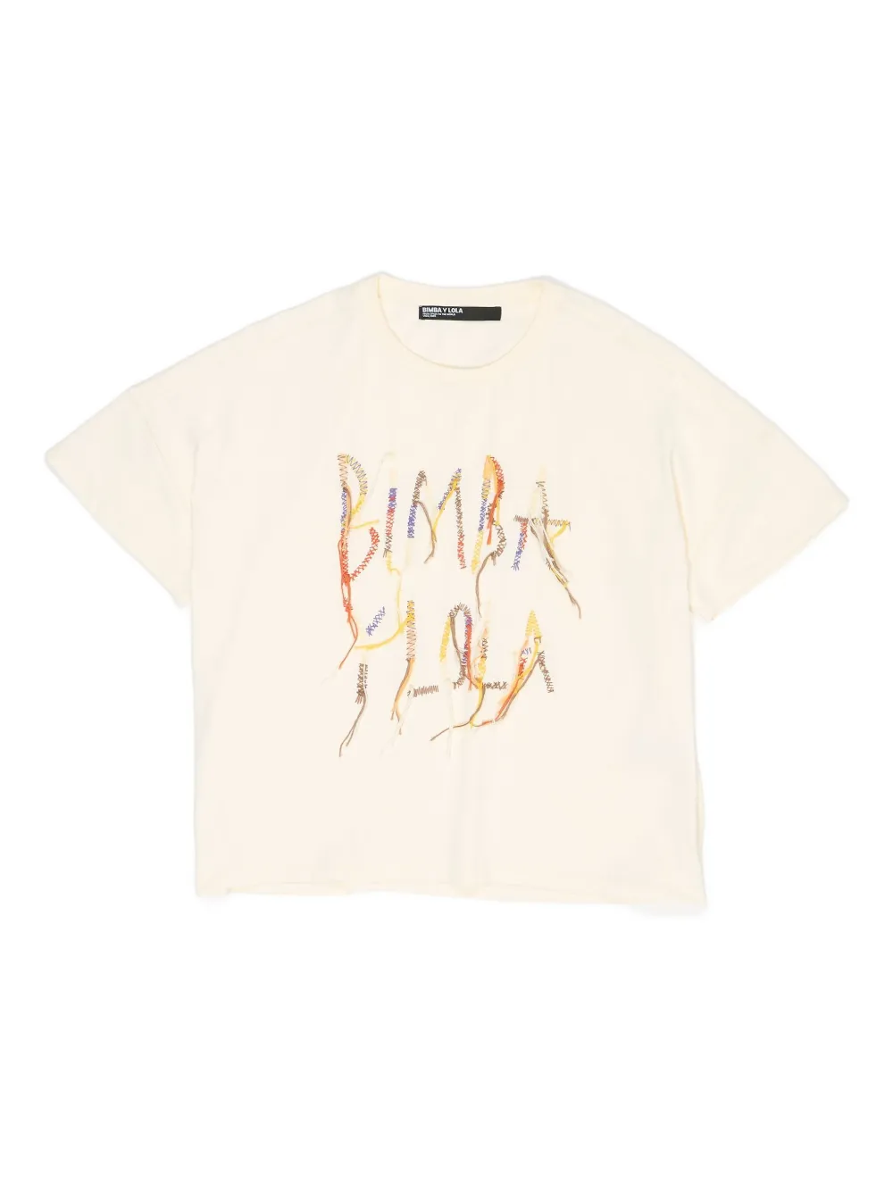 Bimba y Lola ロゴエンブロイダリー フリンジ Tシャツ - ニュートラル Bimba y Lola ロゴエンブロイダリー フリンジ Tシャツ - ニュートラル