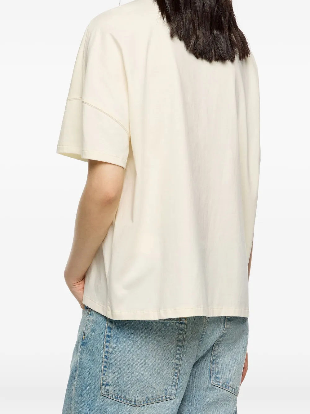 Bimba y Lola T-shirt met geborduurd logo en franje Beige