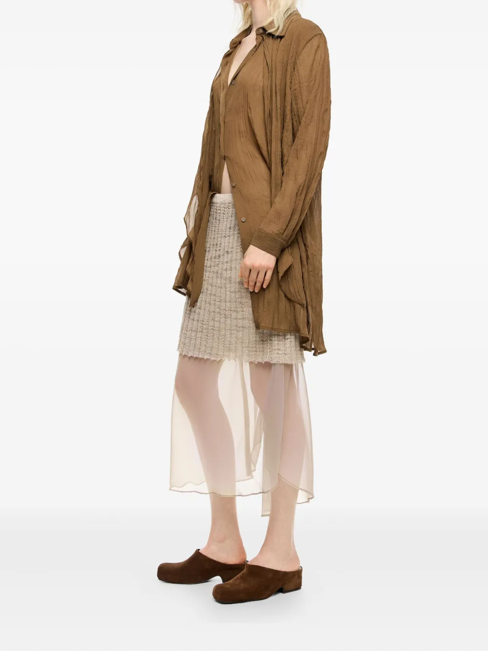 Bimba y Lola Gebreide midi-rok met laag Beige