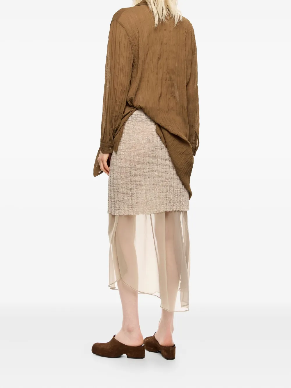 Bimba y Lola Gebreide midi-rok met laag Beige