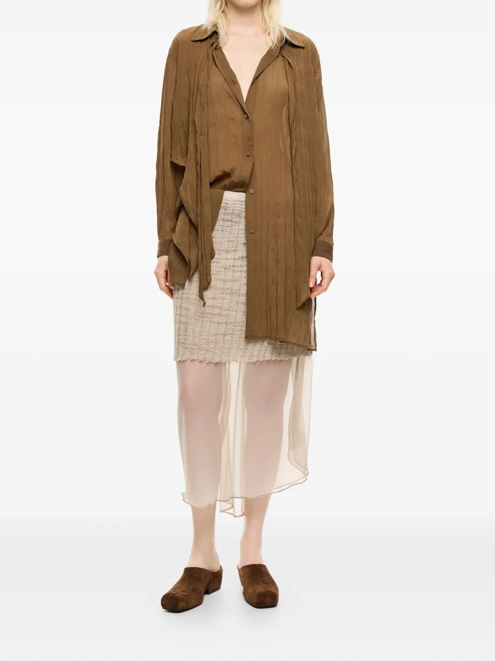 Bimba y Lola Gebreide midi-rok met laag - Beige