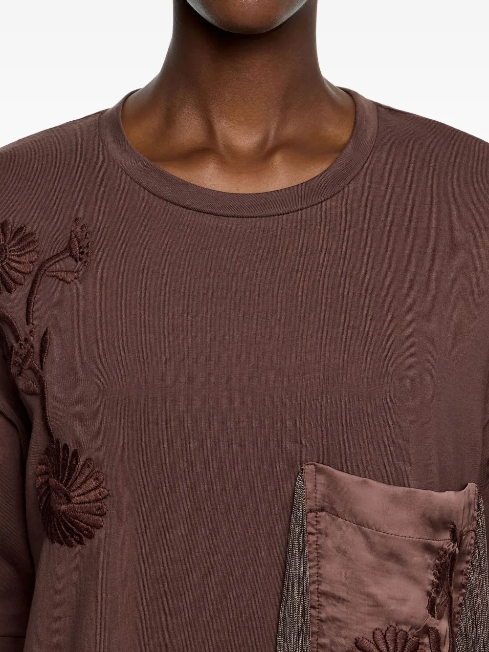 Bimba y Lola Jurk met borduurwerk en franje Bruin