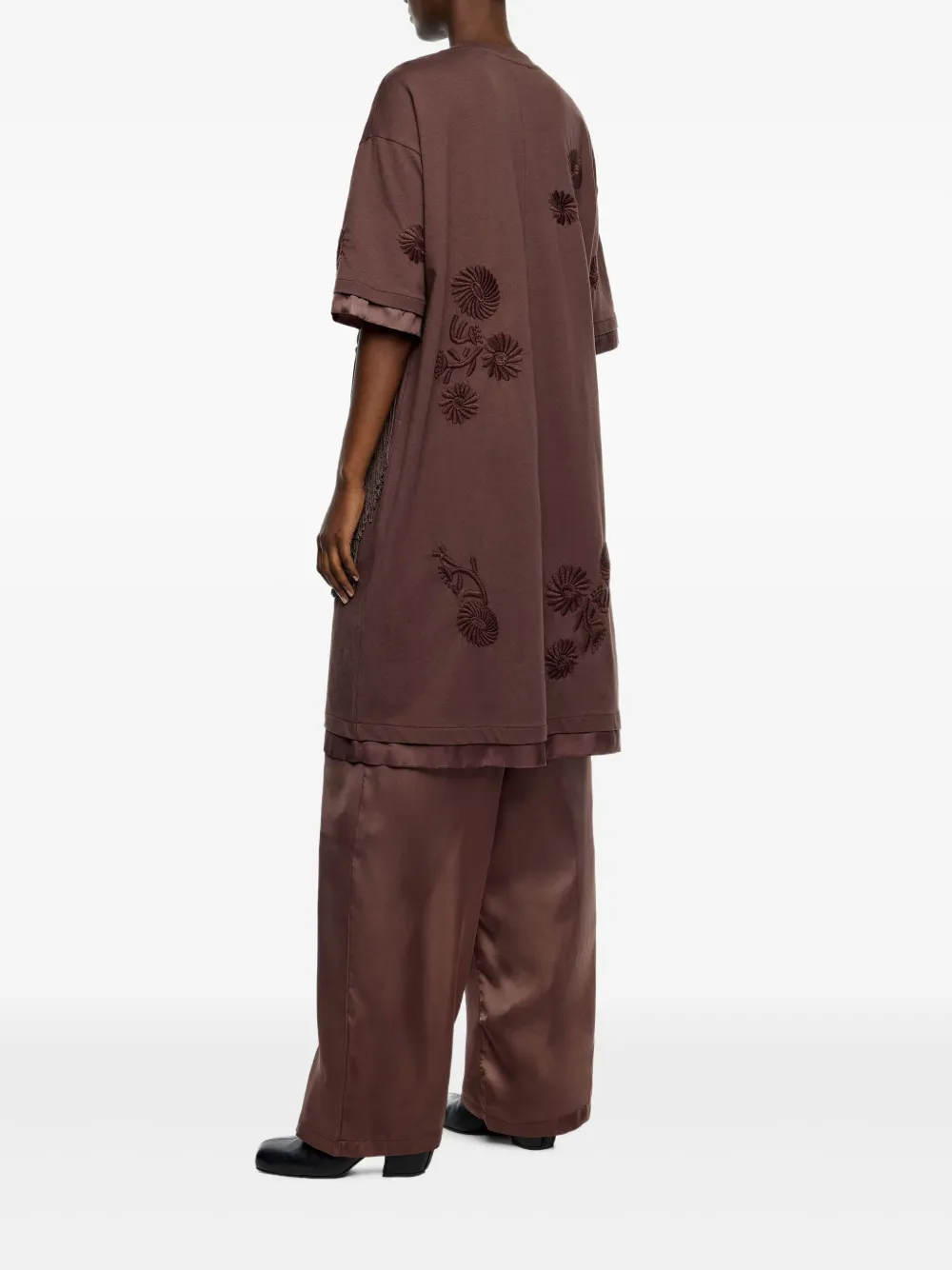 Bimba y Lola Jurk met borduurwerk en franje Bruin