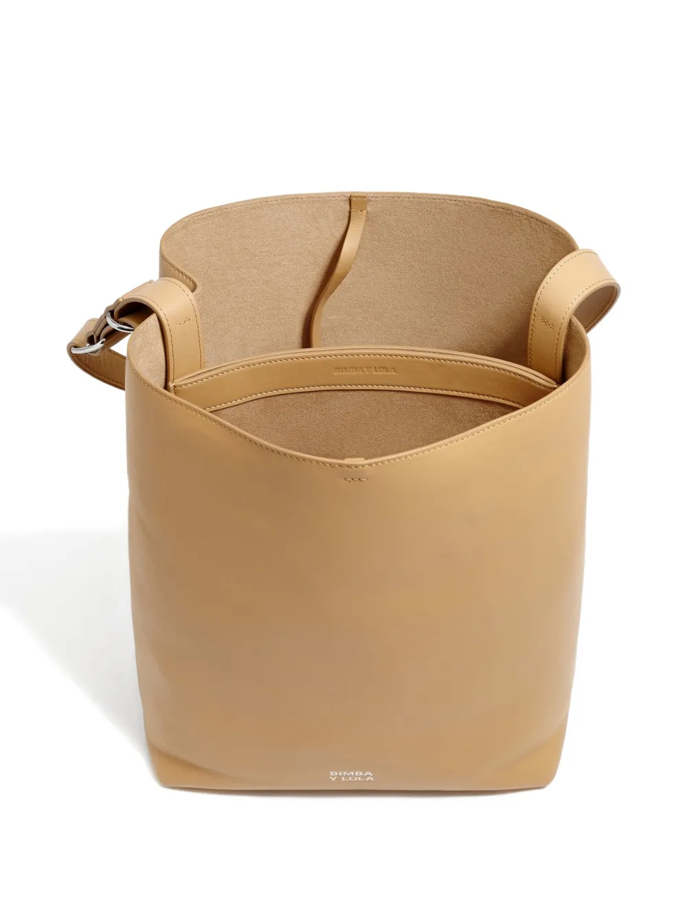 Bimba Y Lola Large Carlino Leather Shoulder Bag In Neutral