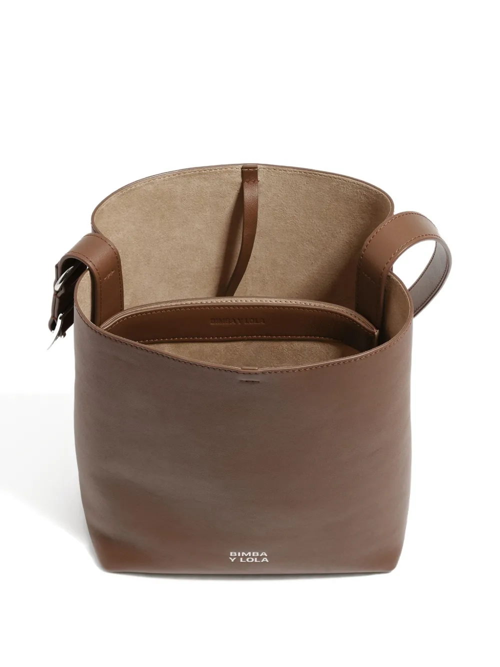 Bimba Y Lola Medium Carlino Leather Shoulder Bag In Brown