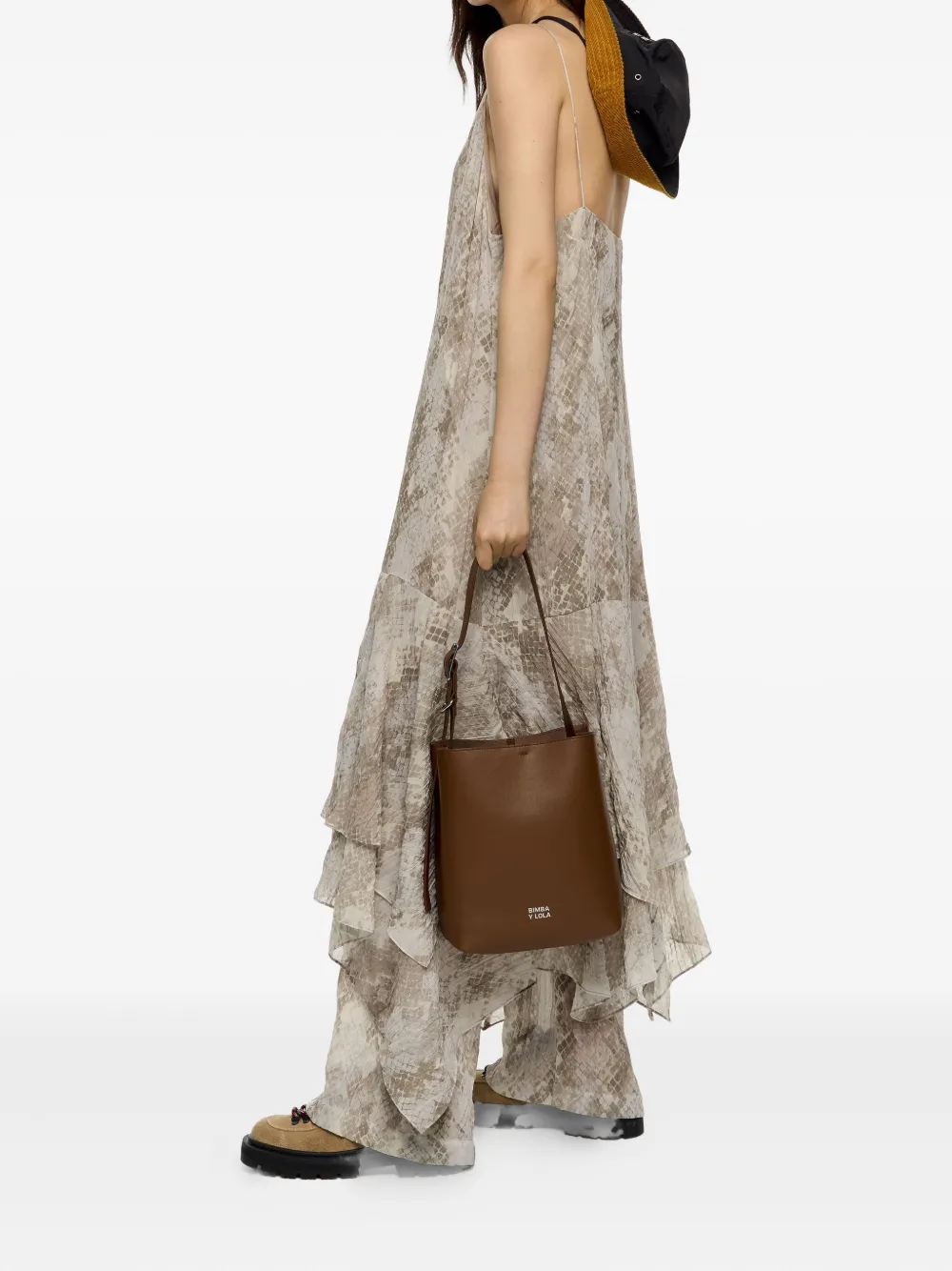 Bimba y Lola Medium Carlino leren schoudertas - Bruin