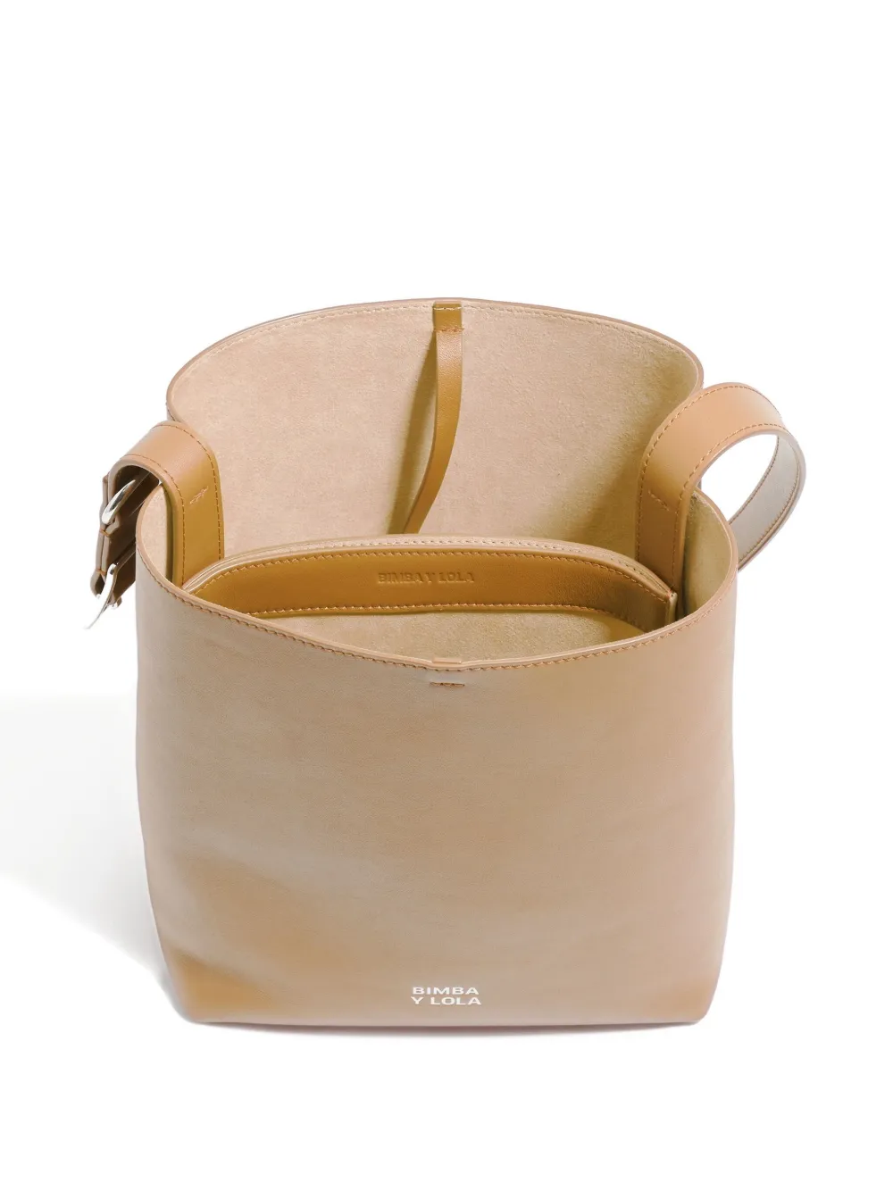 Bimba Y Lola Medium Carlino Leather Shoulder Bag In Neutral