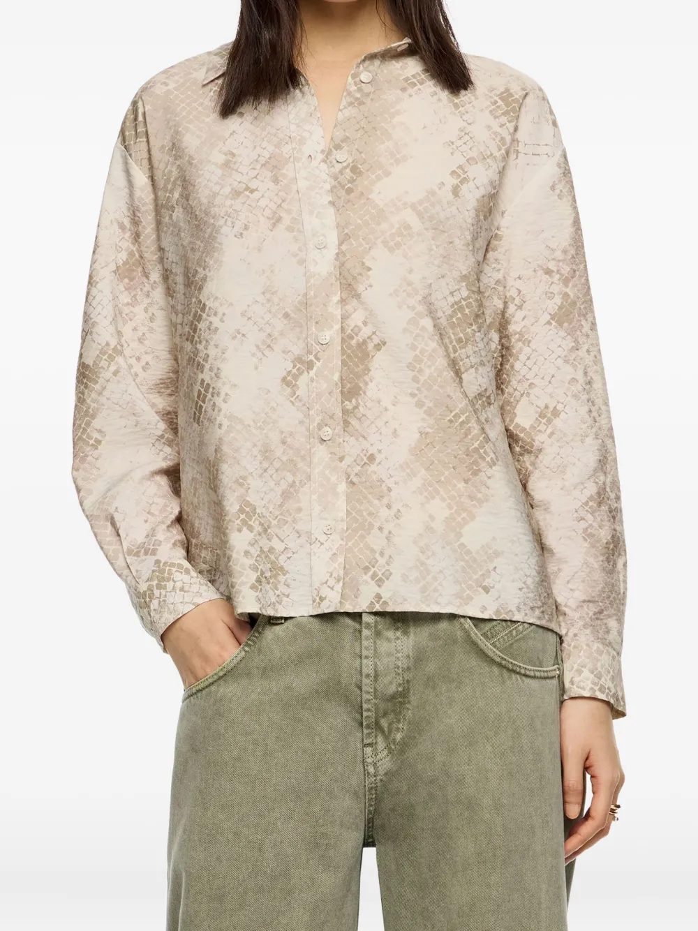 Bimba y Lola blouse met slangenprint - Beige