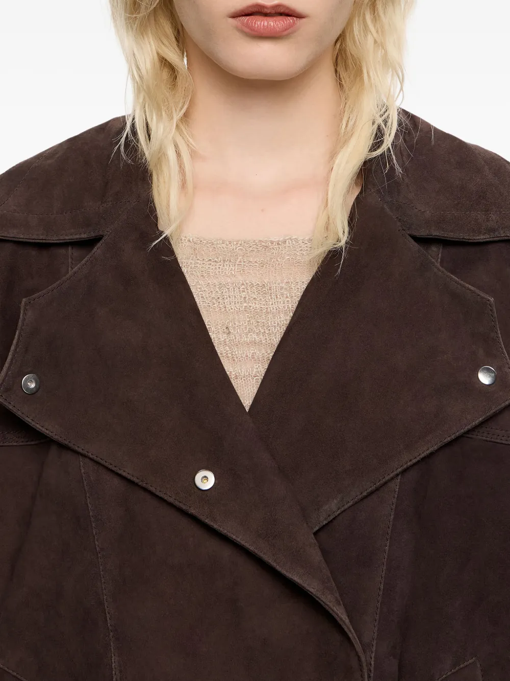 Bimba y Lola Suède jack met dubbele rij knopen Bruin