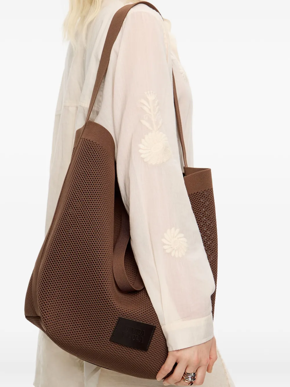Bimba y Lola Chihuahua grote mesh shopper - Bruin