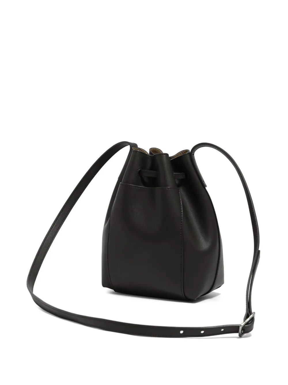 Bimba Y Lola Drawstring-closure Leather Bucket Bag In Black