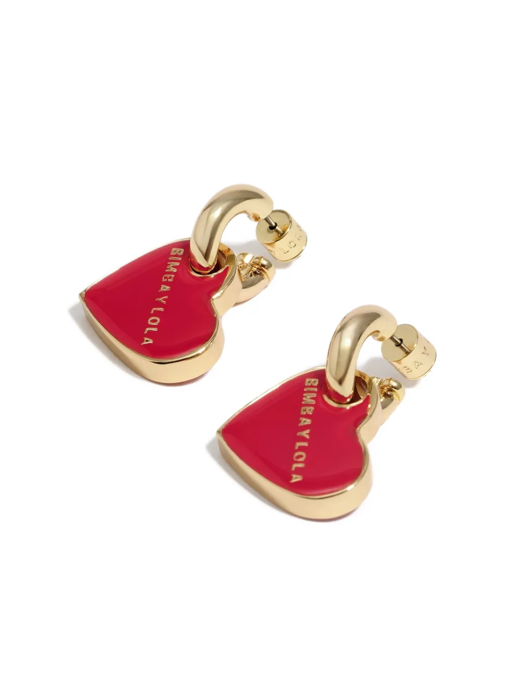 Bimba Y Lola Heart Hoop Earrings In Red