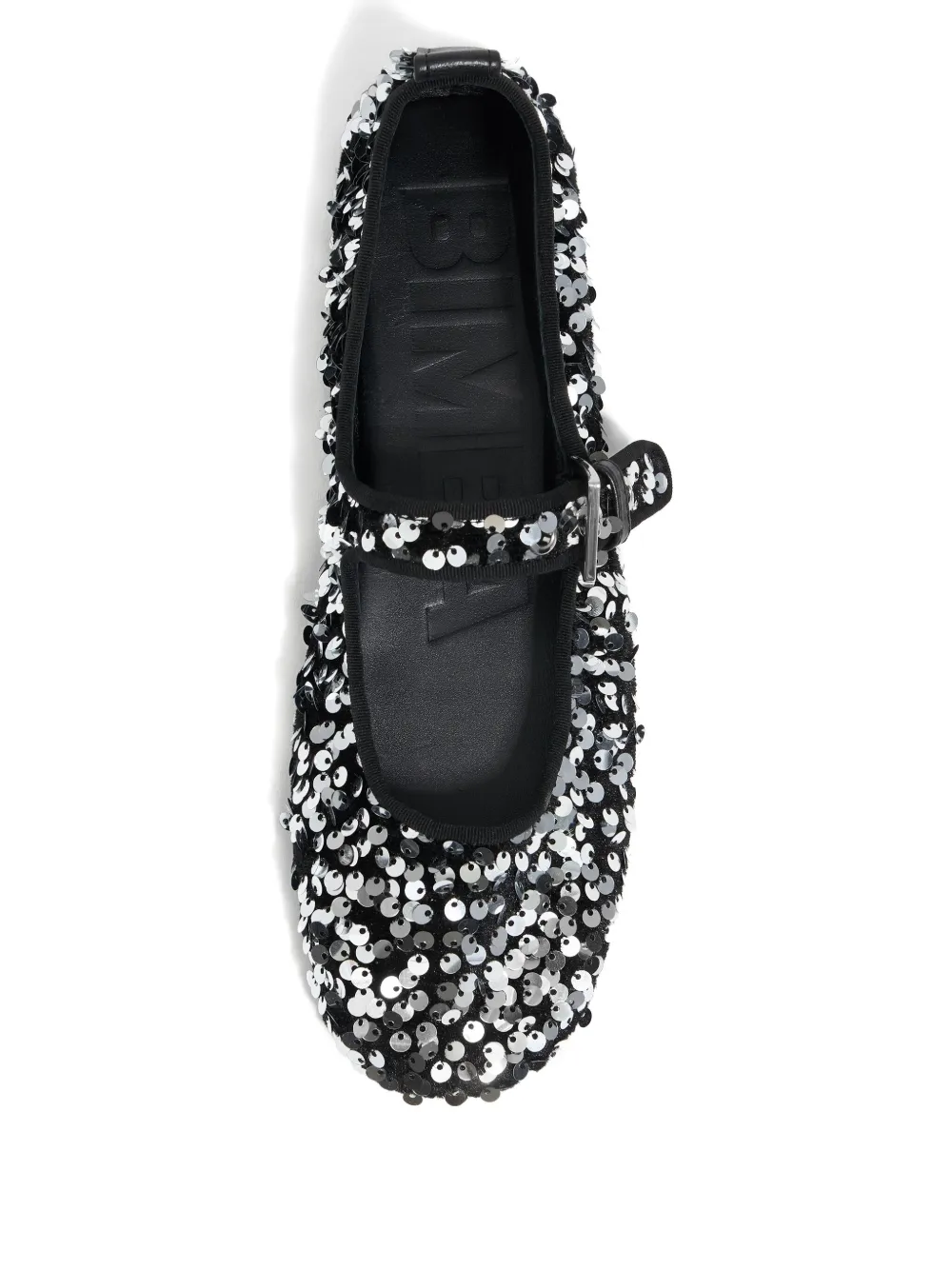 Bimba Y Lola Sequin-embellished Buckled Ballet Flats In Black