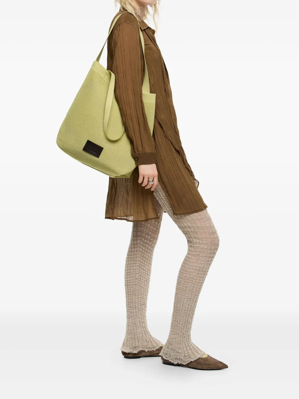 Bimba y Lola Chihuahua grote gebreide shopper met mesh - Groen