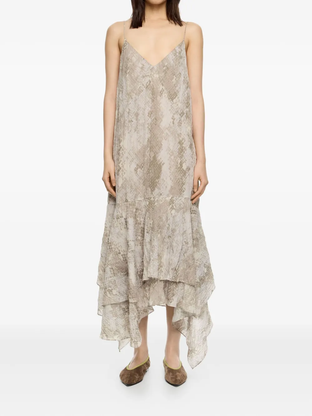 Bimba y Lola Maxi-jurk met slangenprint - Beige