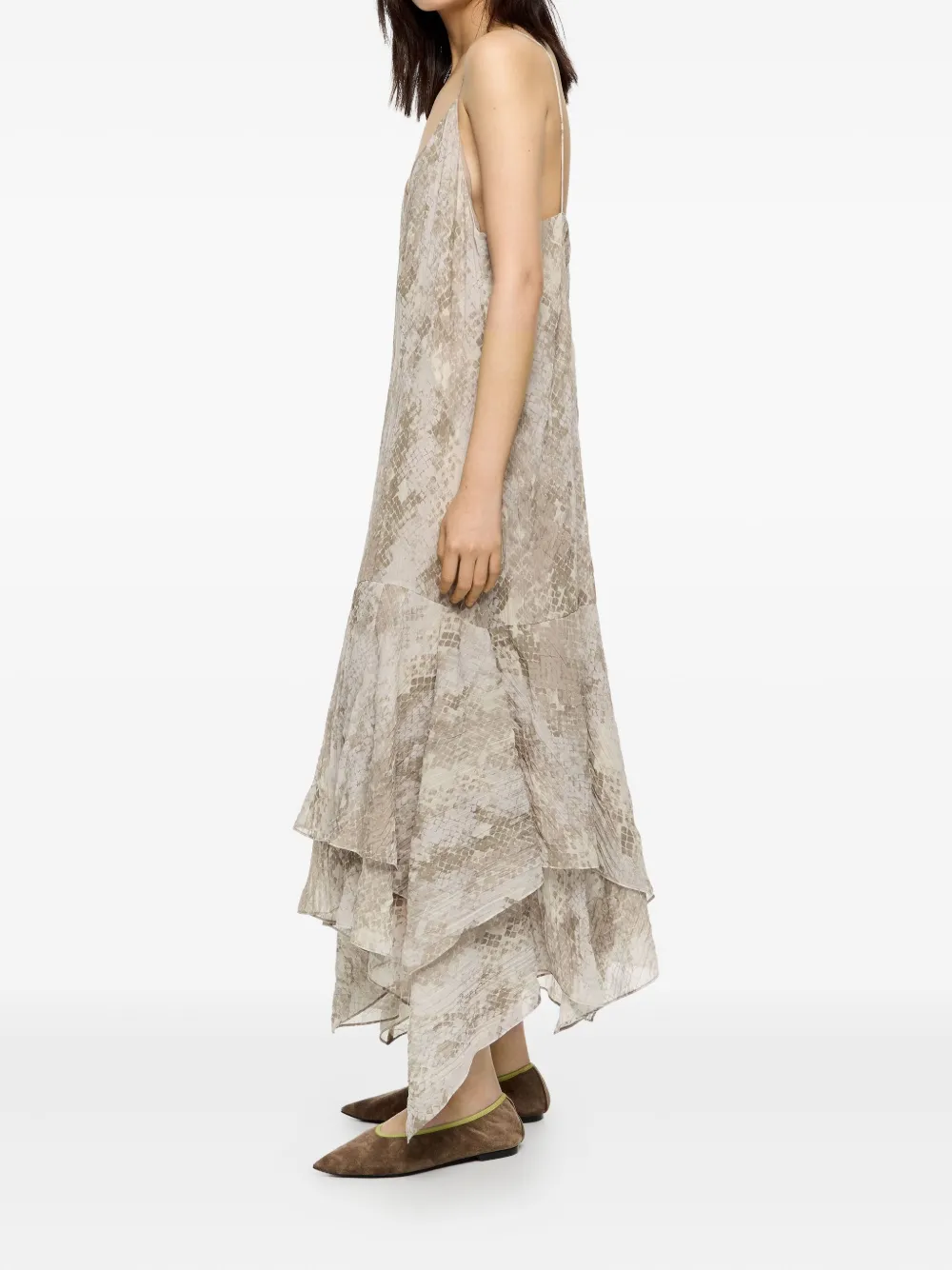 Bimba Y Lola Snake-print Maxi Dress In Gray