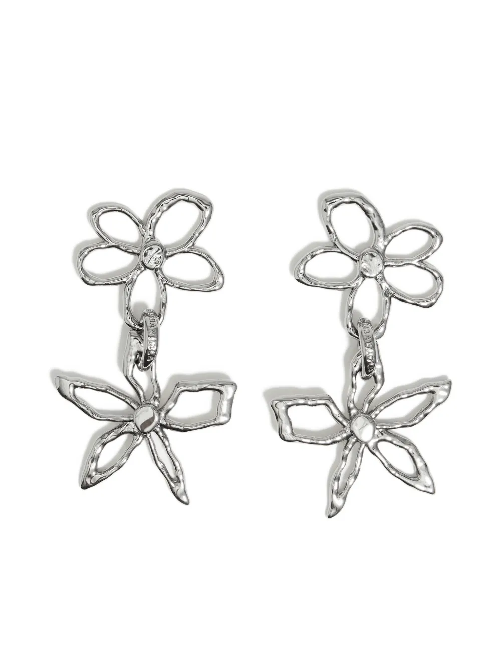 Bimba Y Lola Textured Flower Earrings In Metallic