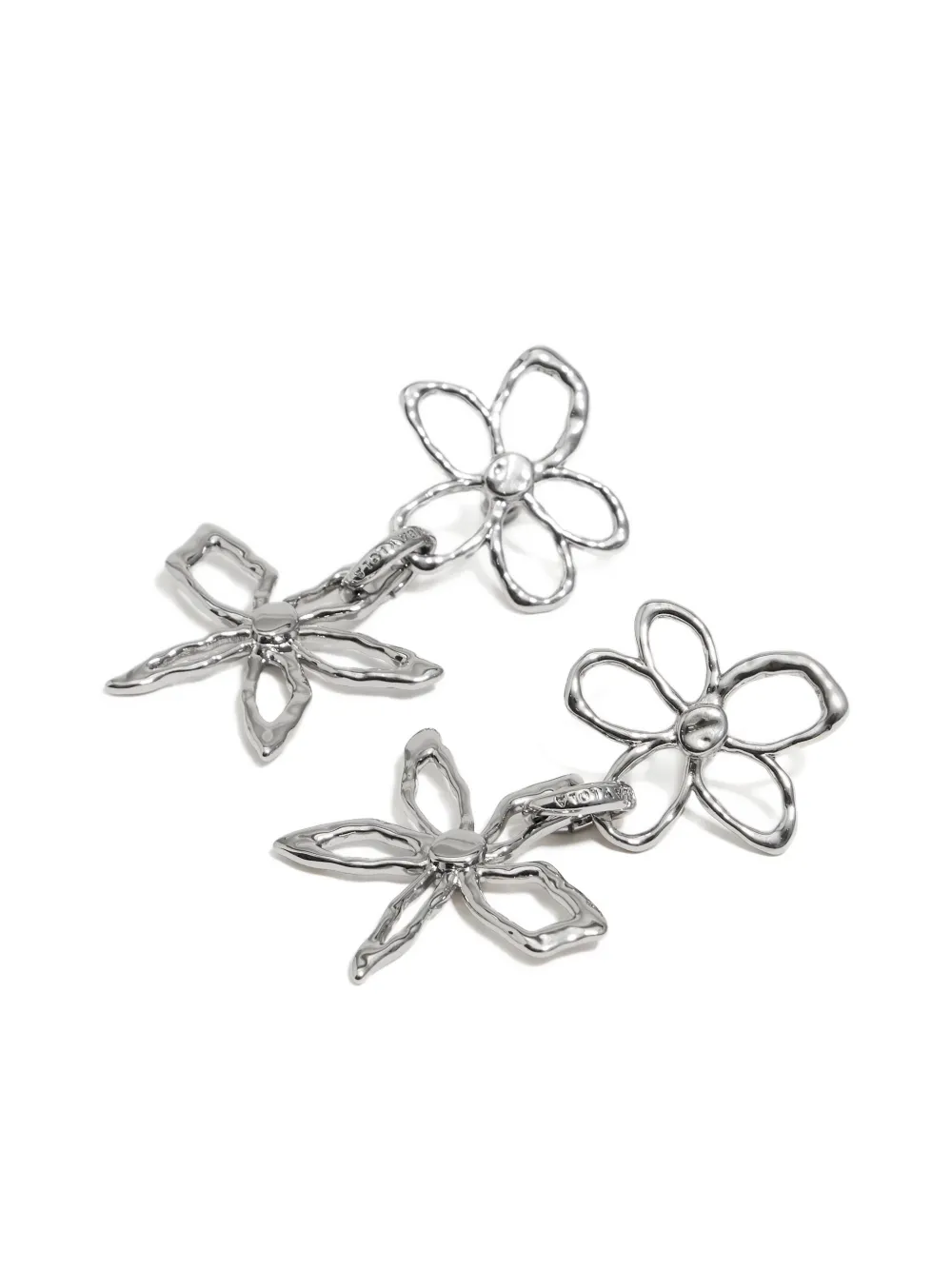 Bimba Y Lola Textured Flower Earrings In Metallic
