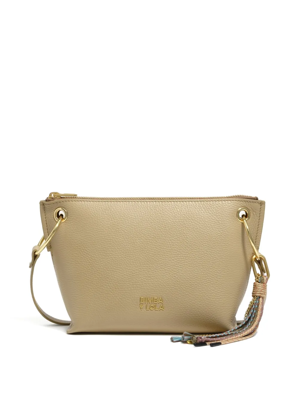 Bimba Y Lola Medium Trapezium Leather Crossbody Bag In Neutral