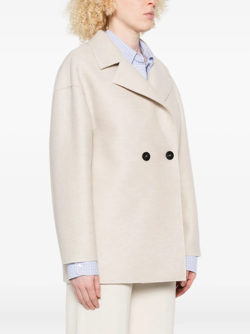 Harris Wharf London Wollen jas met dubbele rij knopen Beige