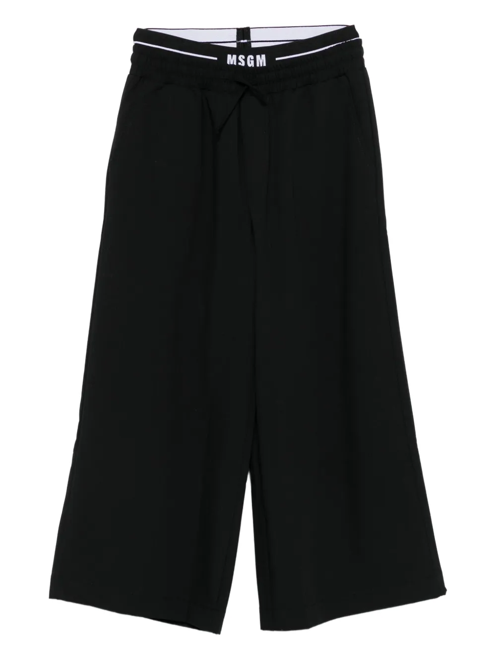 MSGM Kids elastic-waistband logo trousers Zwart