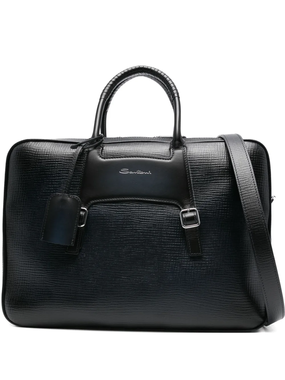 textured leather briefcase