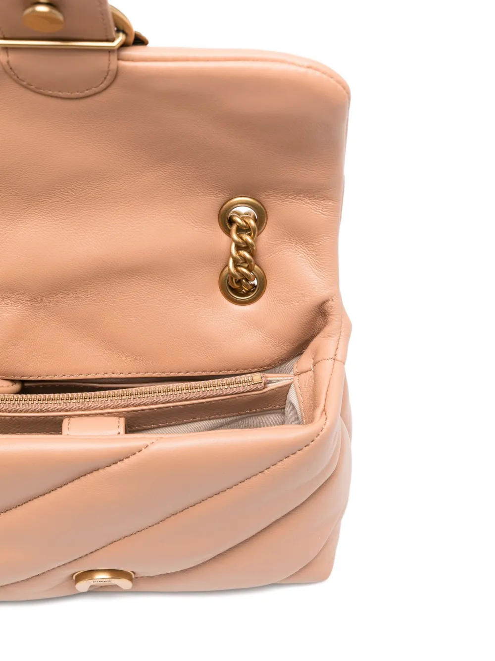 PINKO Love gewatteerde schoudertas met logoplakkaat Roze
