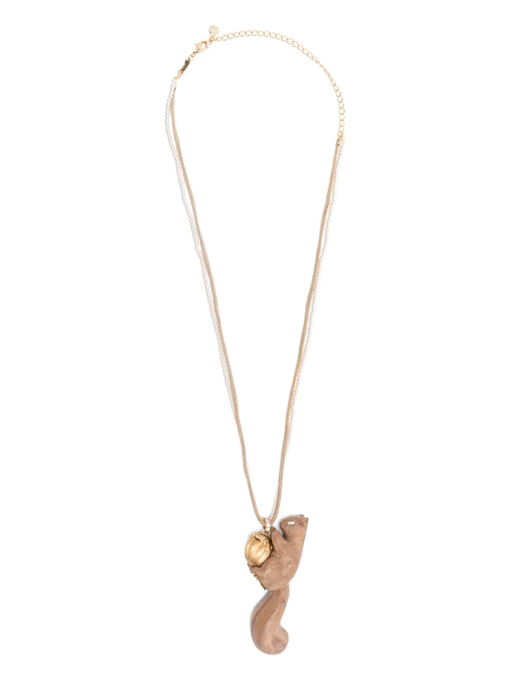 Yvmin Squirrel Acorn Necklace In Brown