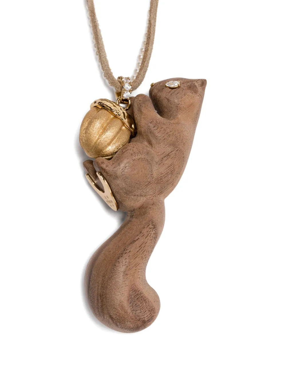 Yvmin Squirrel Acorn Necklace In Gold