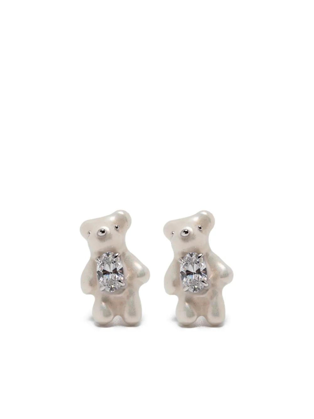 YVMIN teddy bear brass earrings | Silver | Image 1