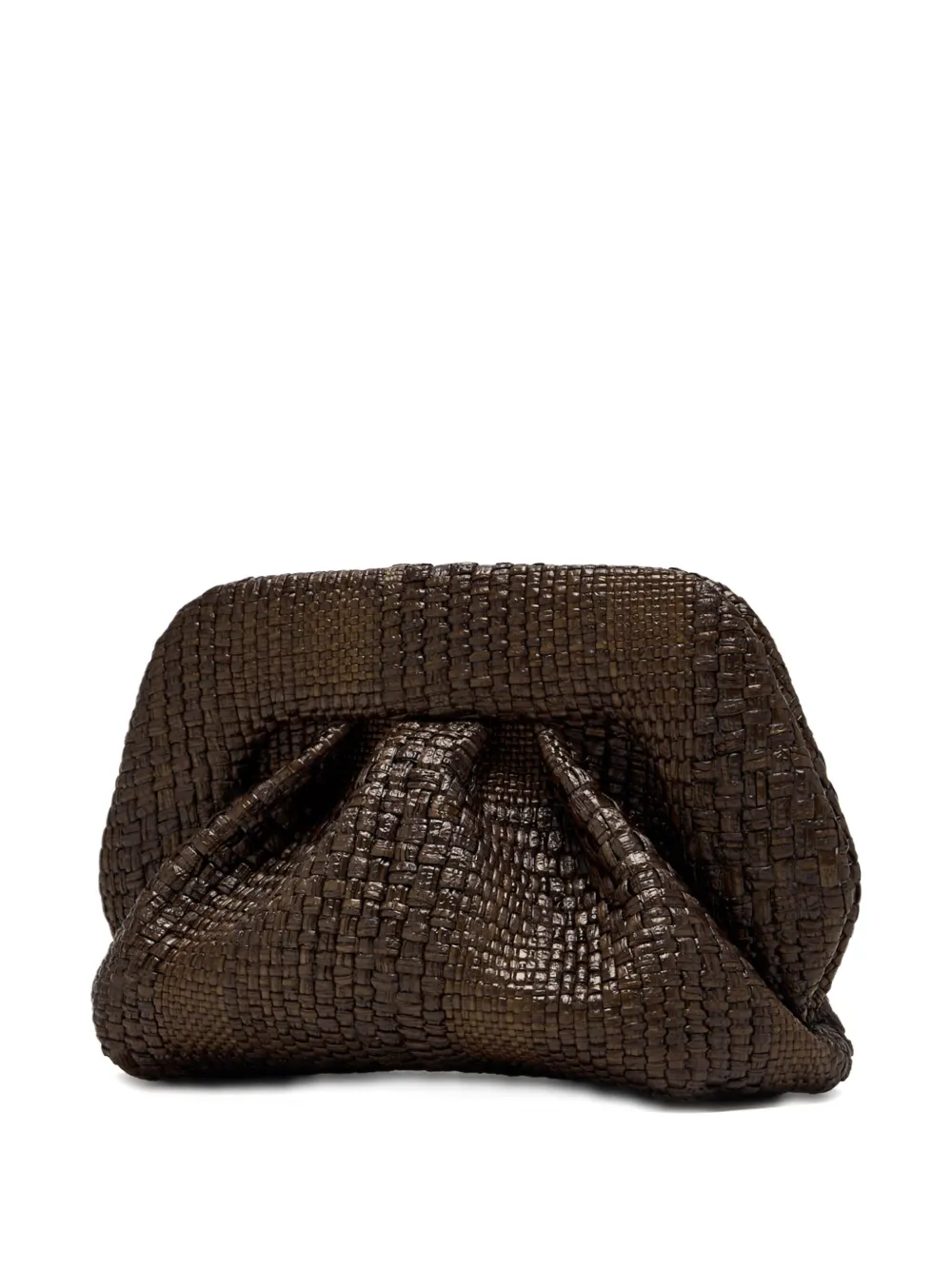 Themoirè woven pleated clutch bag - Bruin