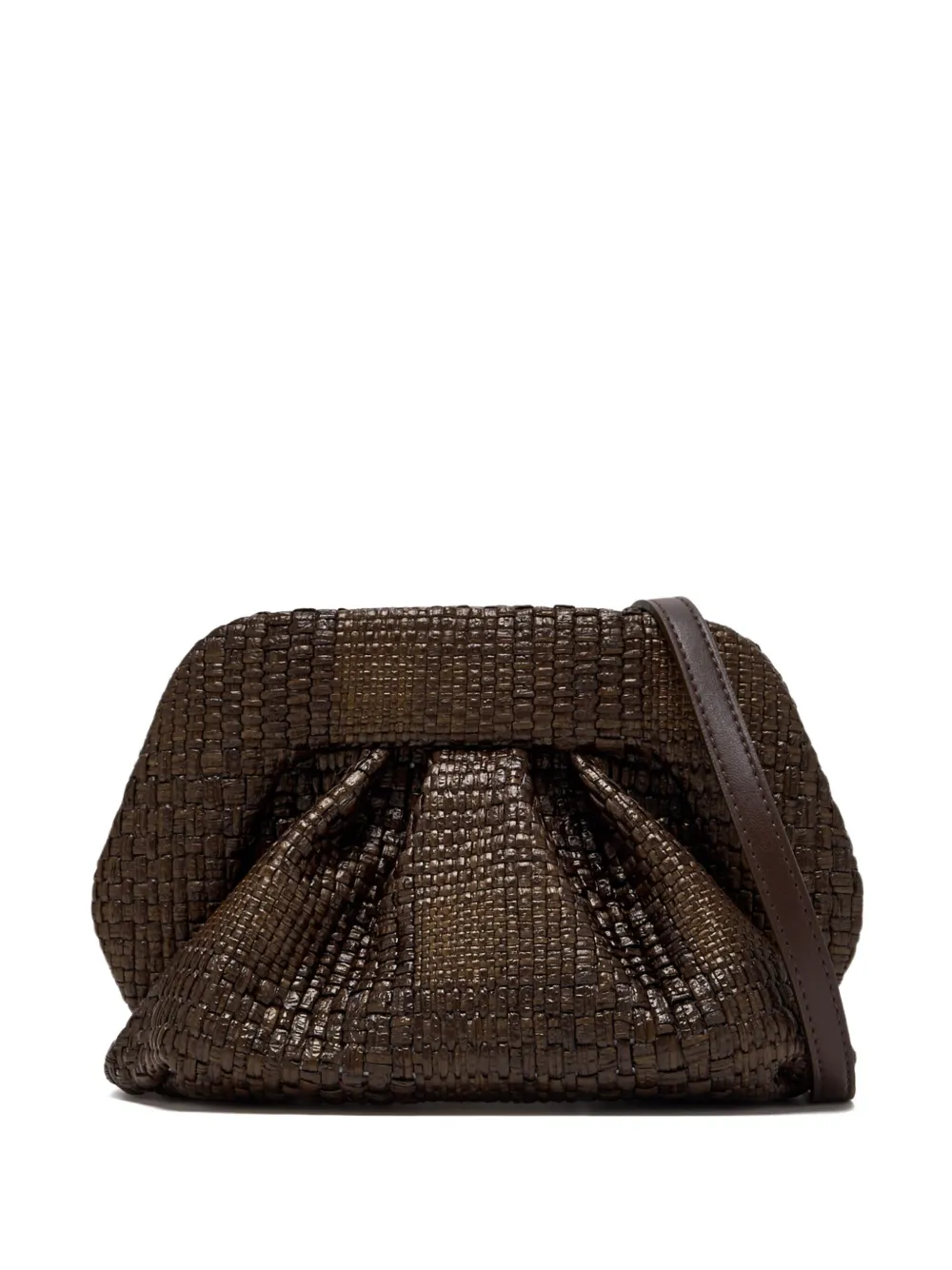 Themoirè Geweven geplooide clutch Bruin